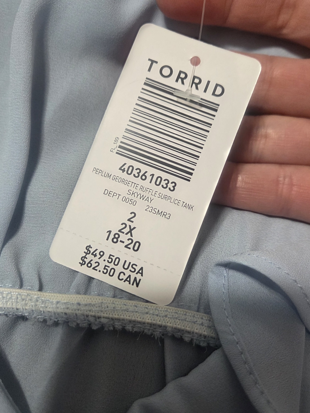 torrid Light Blue Ruffle V-Neck Tank - Picture 5 of 5